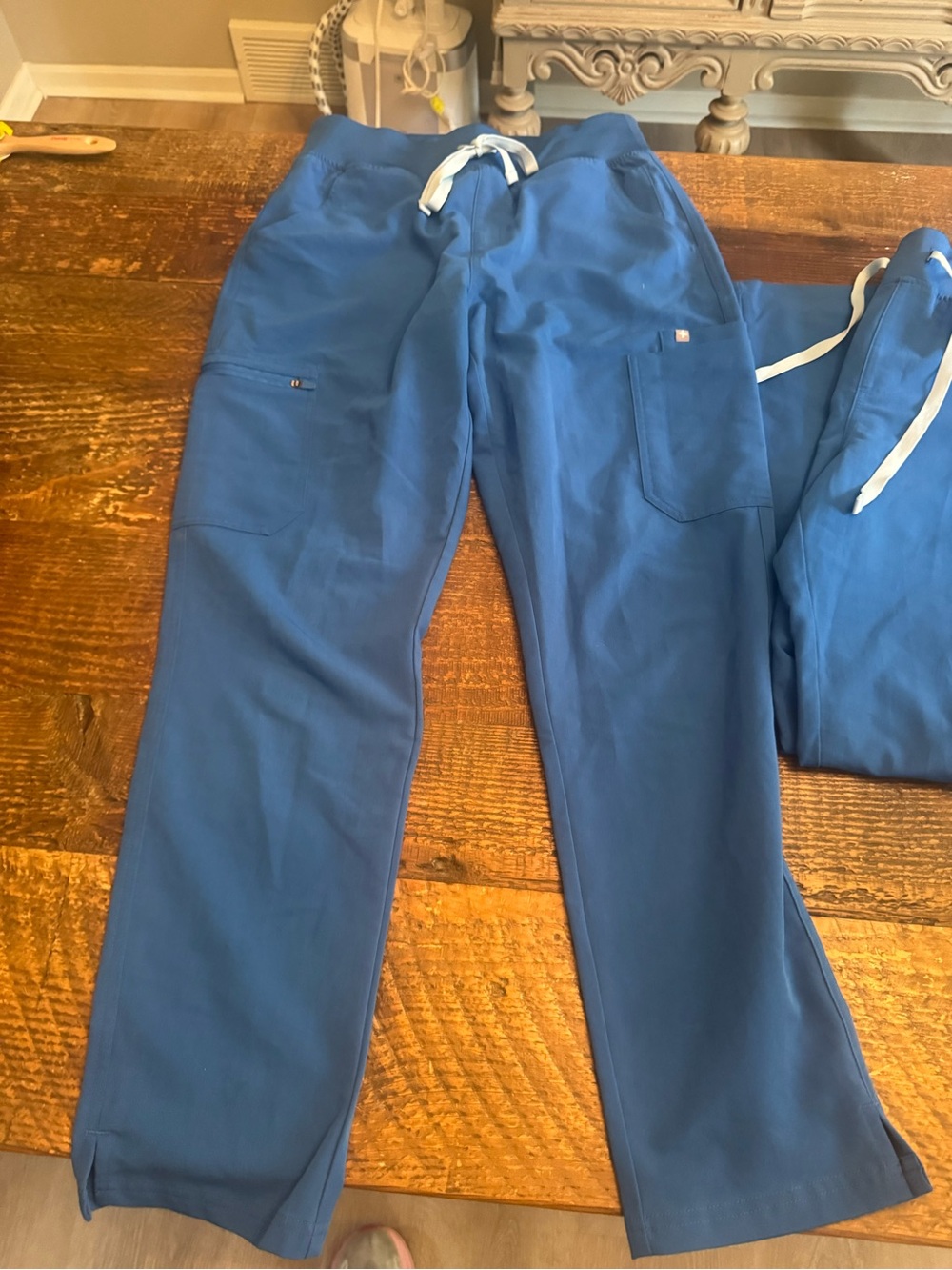 2 Pr Figs Scrub CargoJoggers in Royal Blue with White Drawstring